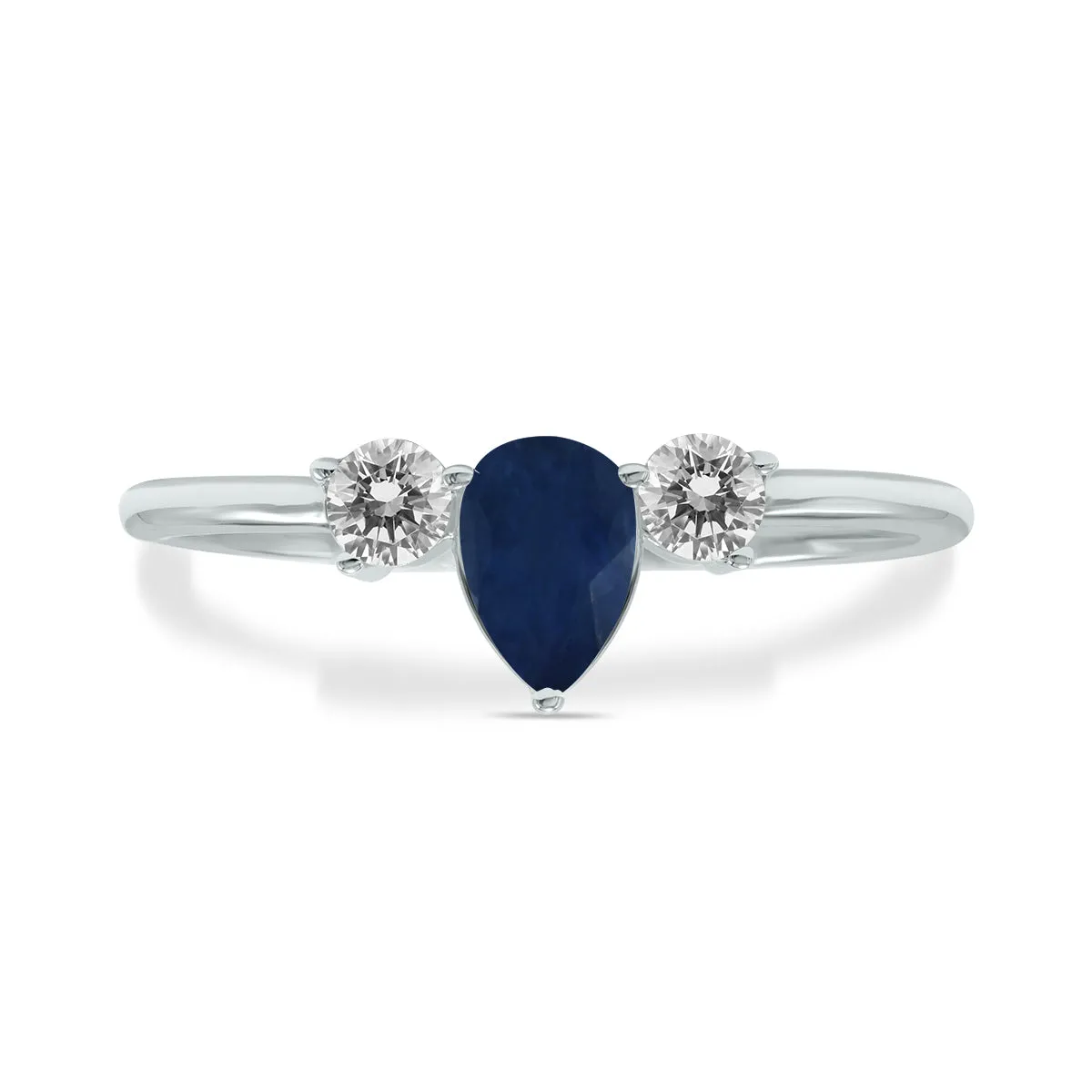 1/2 Carat Tw Pear Shape Sapphire And Diamond Ring In 10K White Gold