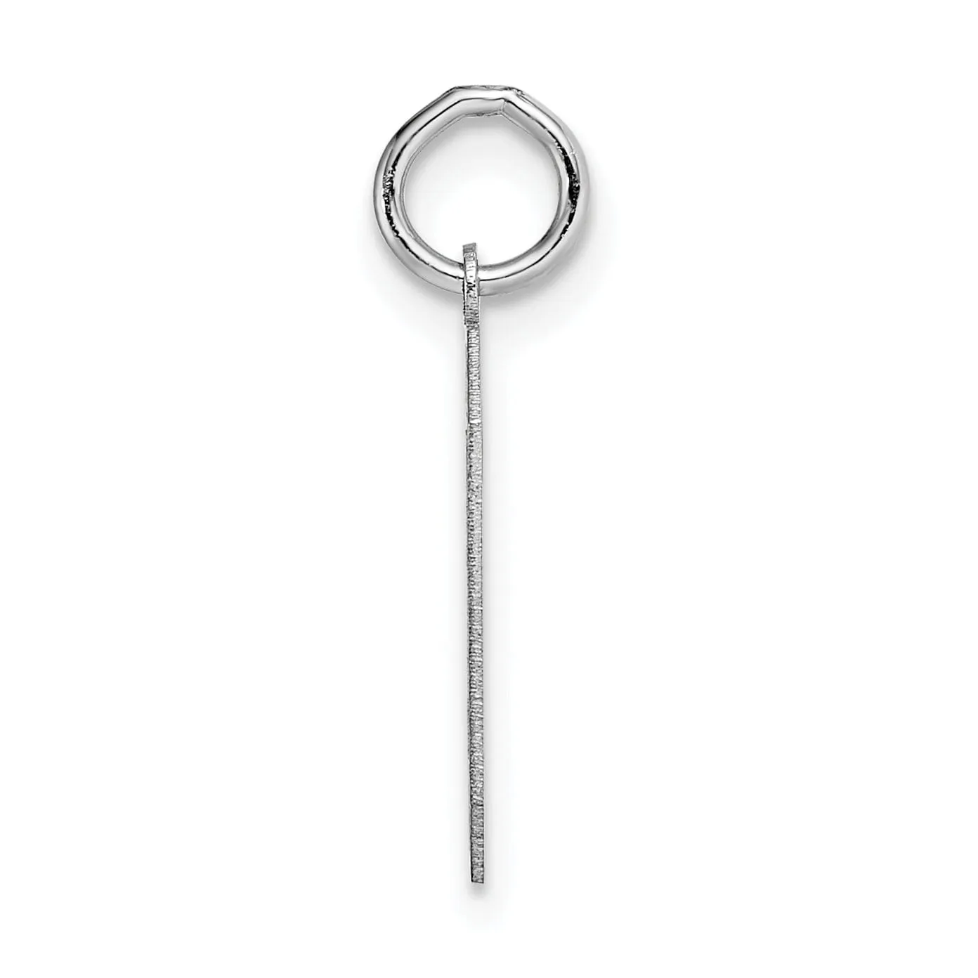 14k White Gold Satin Brush Finish Medium Size Number 0 Charm Pendant