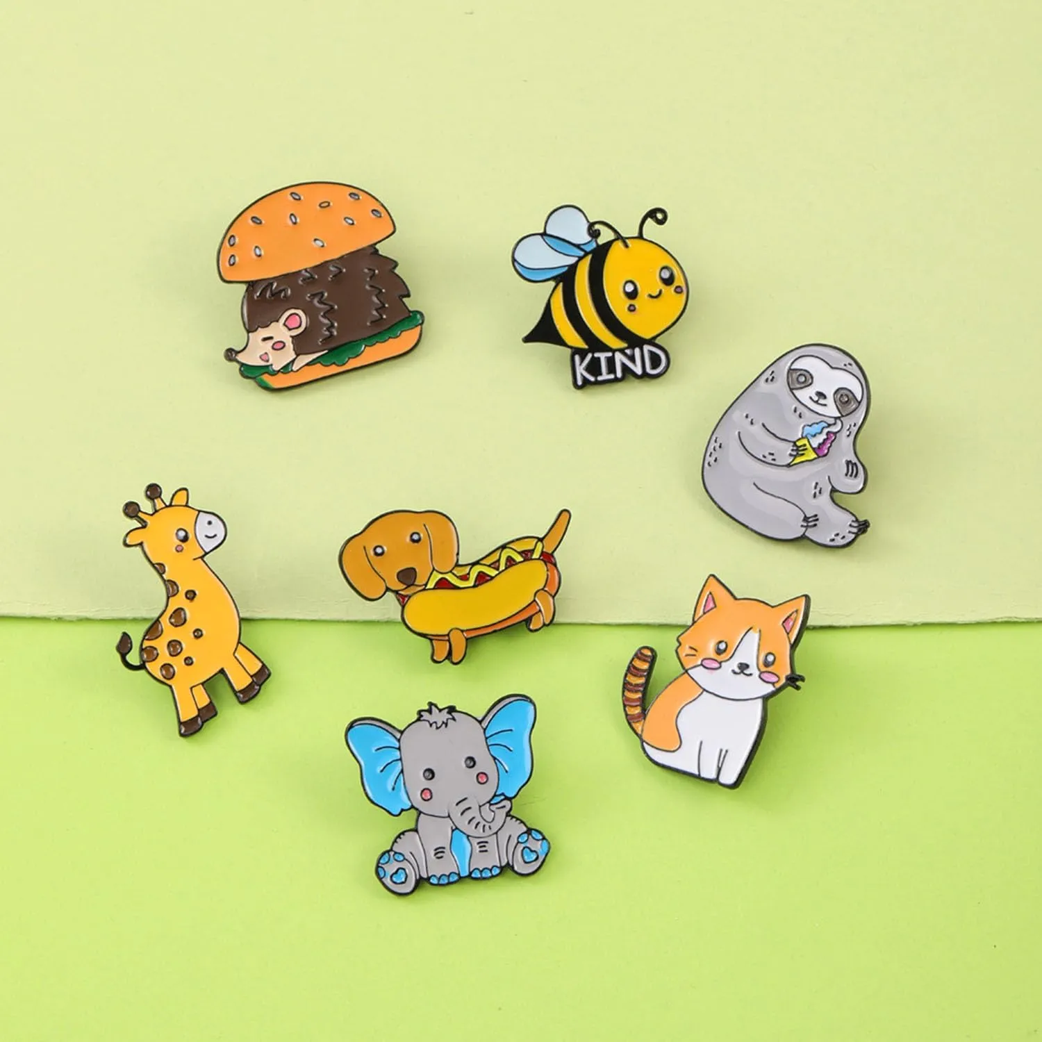 8 pcs Cute Enamel Pin Set Cartoon Animal Patter Lapel Pins for Clothes Bags Accessory Backpack for Women Badges Hats Kids Gift