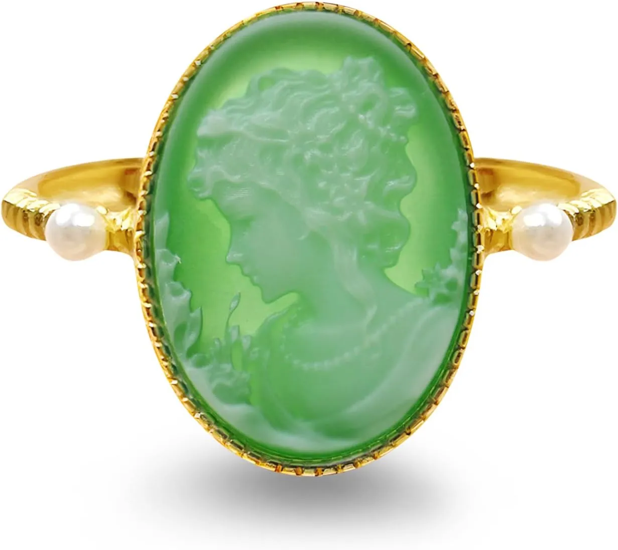 Agate Cameo Ring 14kt Gold Over Sterling Silver, Victorian Cameos Rings Adjustable, Vintage Cameo Jewelry for Women
