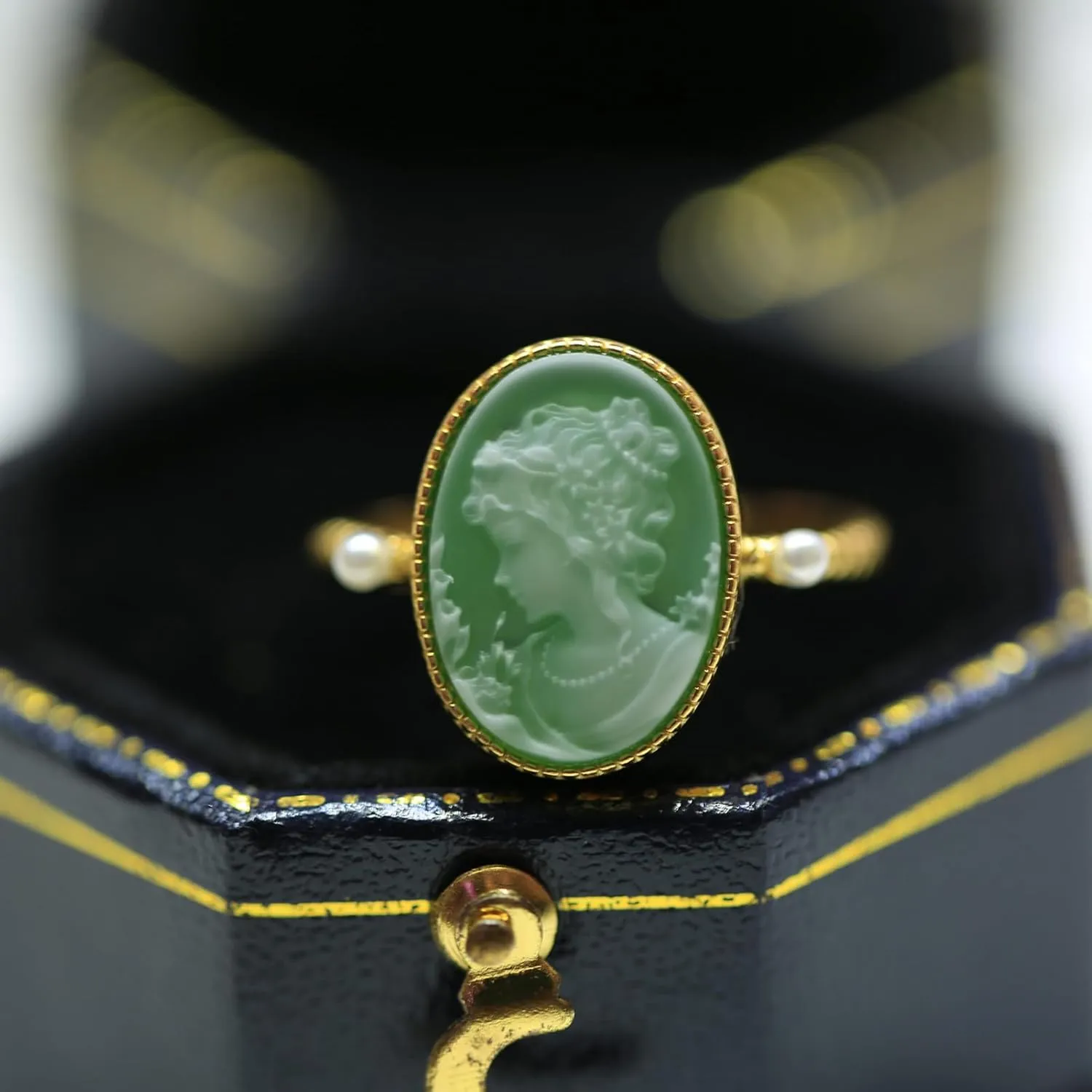 Agate Cameo Ring 14kt Gold Over Sterling Silver, Victorian Cameos Rings Adjustable, Vintage Cameo Jewelry for Women