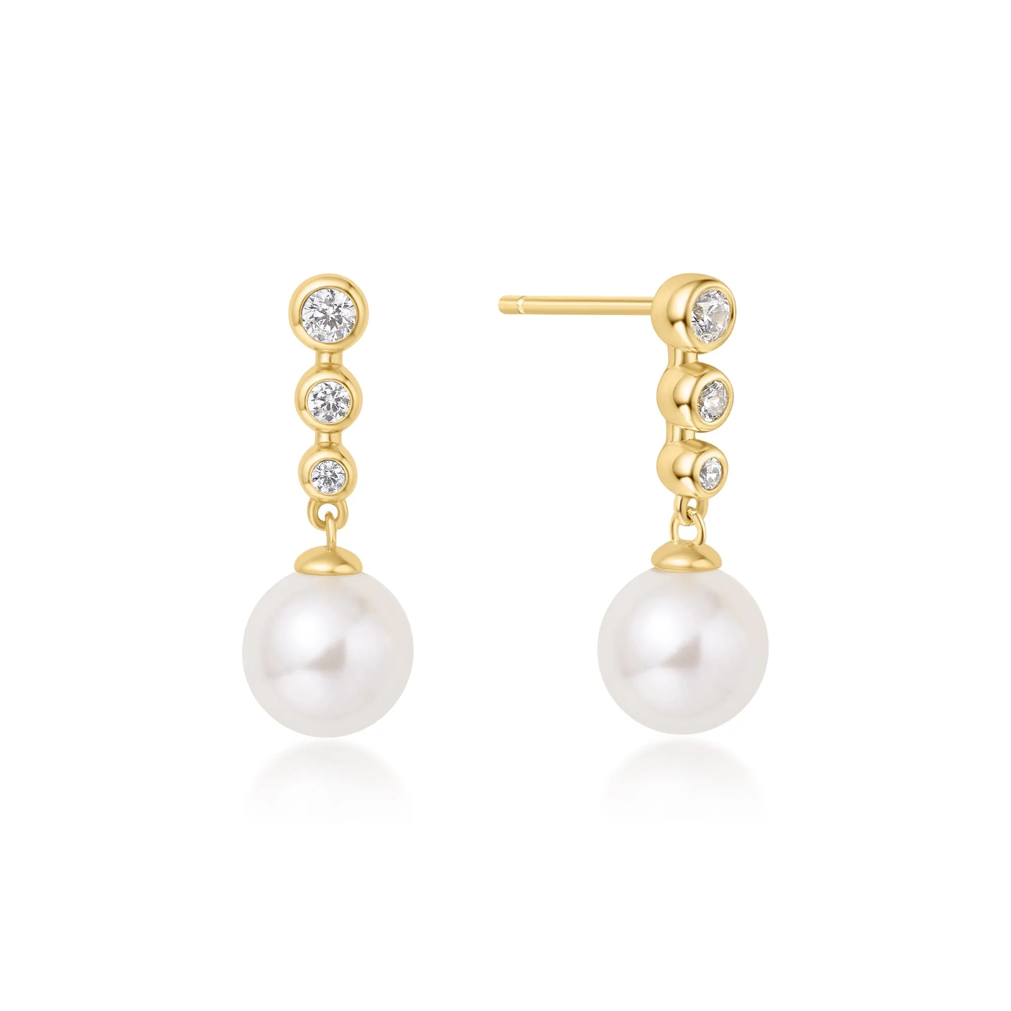 Ania Haie - Oorbellen Gold Tennis Beaded Stone Pearl Drop Studs