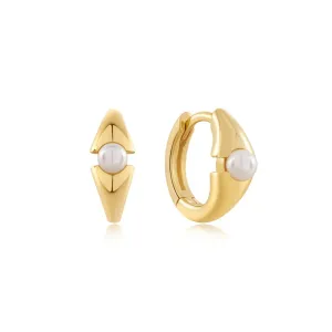 Ania Haie - Oorbellen Pearl Geometric Huggie Hoop