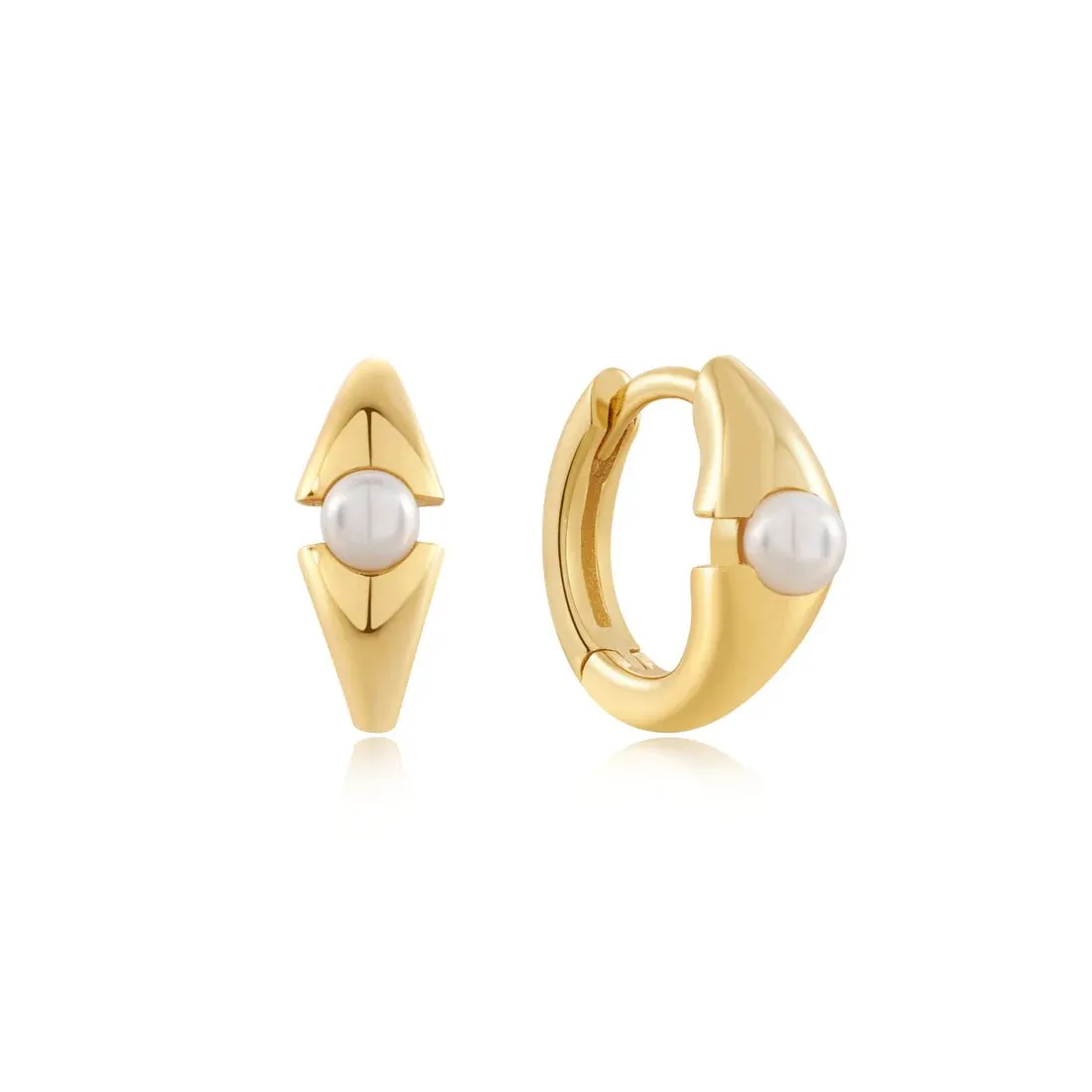 Ania Haie - Oorbellen Pearl Geometric Huggie Hoop