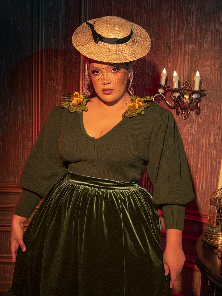 CRIMSON PEAK™ Edith Victorian Knit Cardigan in Olive