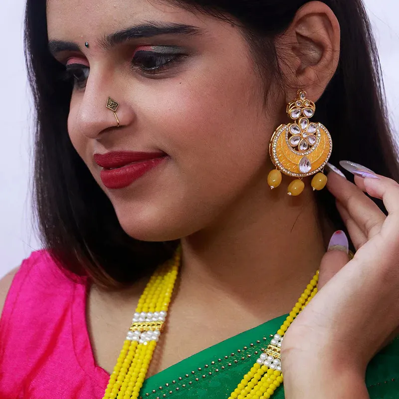 Designer Gold Plated Royal Kundan Long Necklace