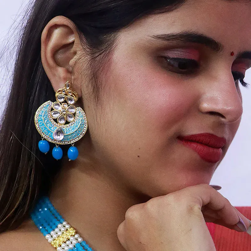 Designer Gold Plated Royal Kundan Long Necklace