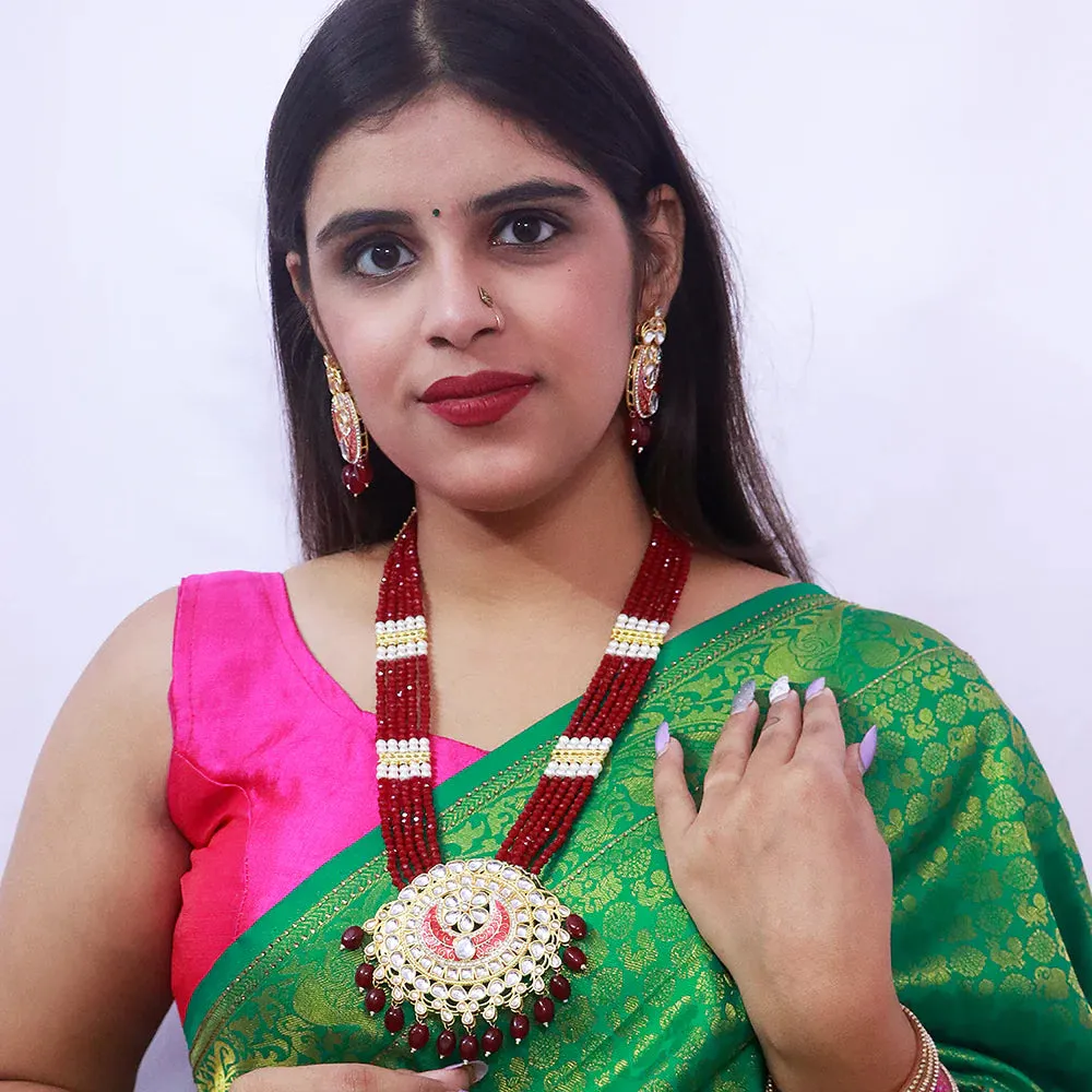 Designer Gold Plated Royal Kundan Long Necklace