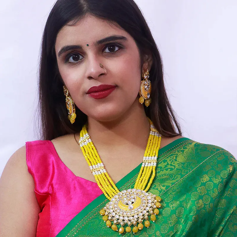 Designer Gold Plated Royal Kundan Long Necklace