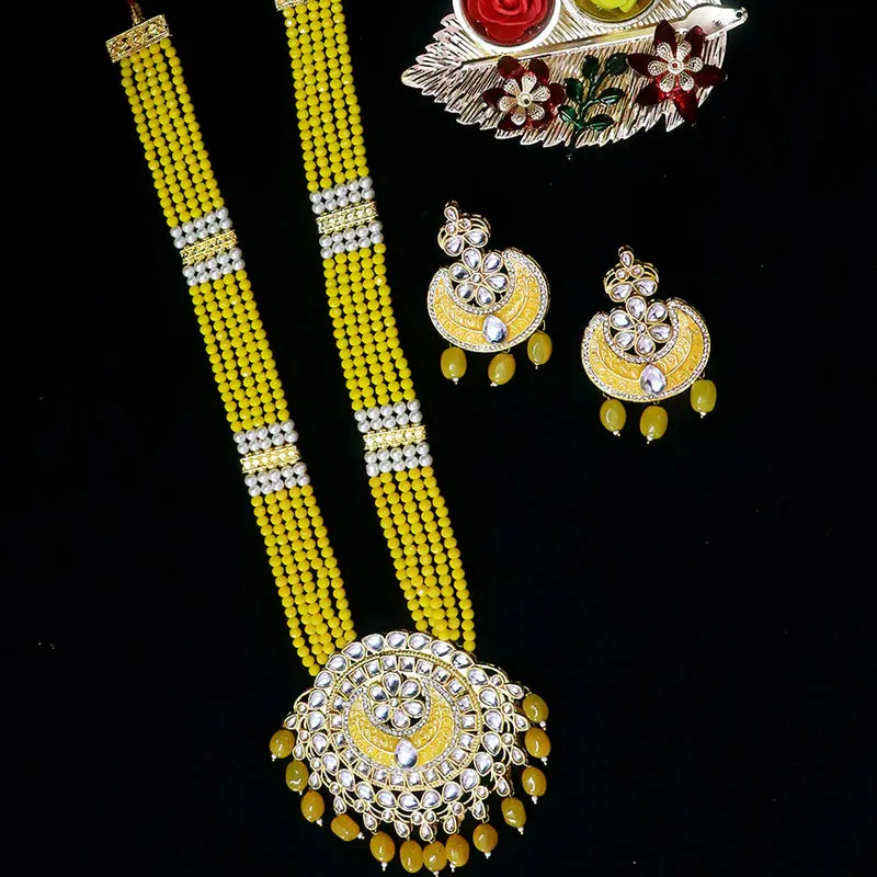 Designer Gold Plated Royal Kundan Long Necklace