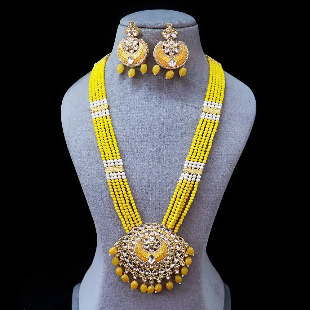 Designer Gold Plated Royal Kundan Long Necklace