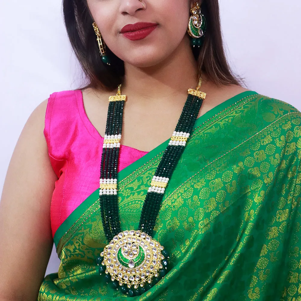 Designer Gold Plated Royal Kundan Long Necklace