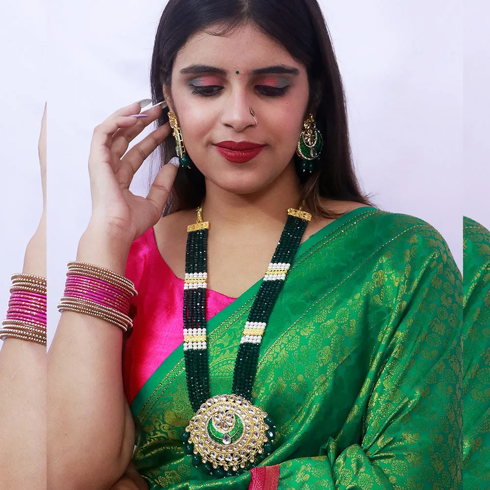 Designer Gold Plated Royal Kundan Long Necklace