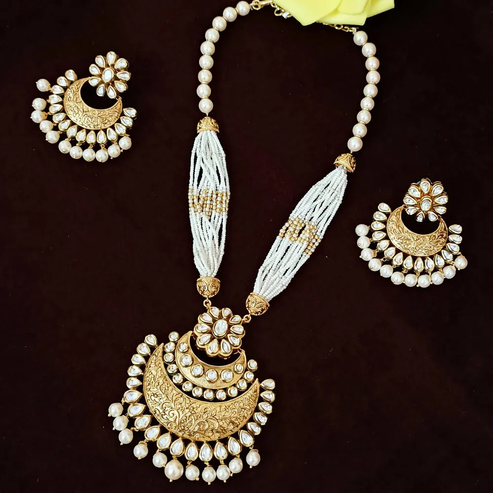 Designer Gold Plated Royal Kundan Pendant Set (D291)