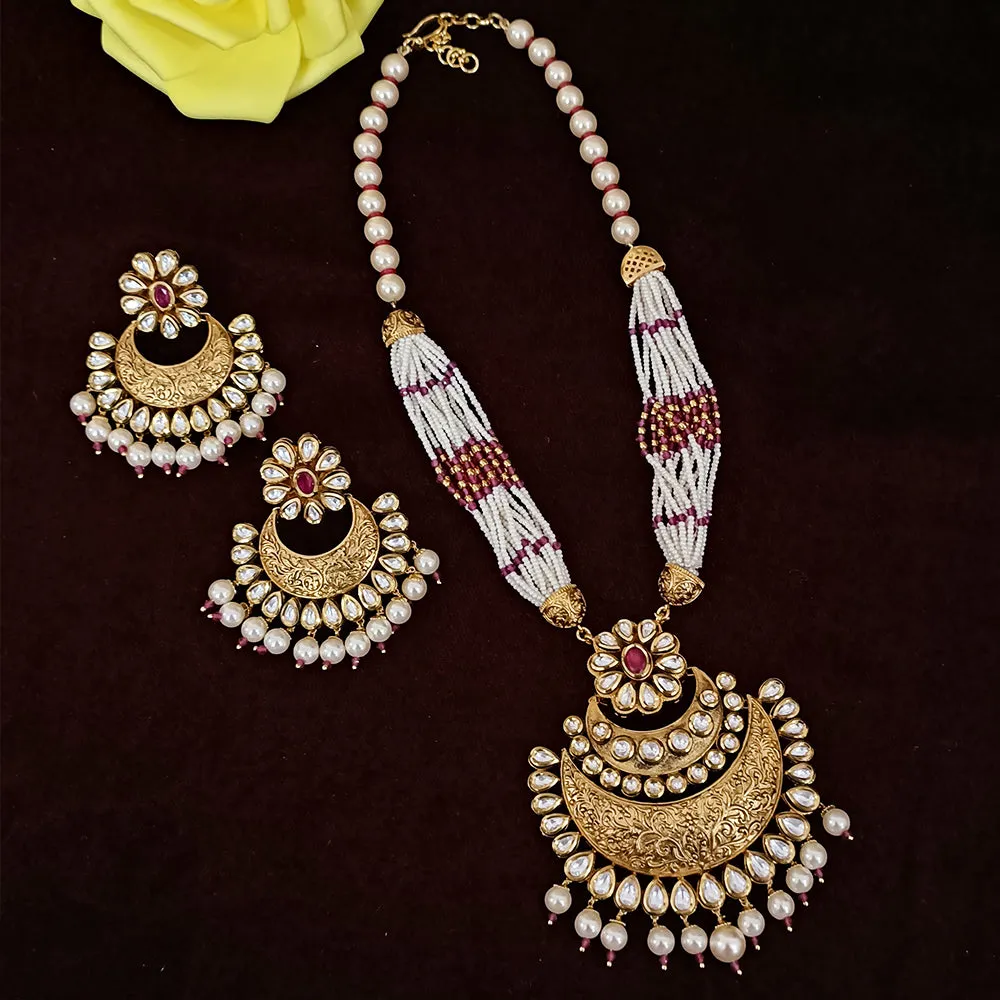 Designer Gold Plated Royal Kundan Pendant Set (D291)