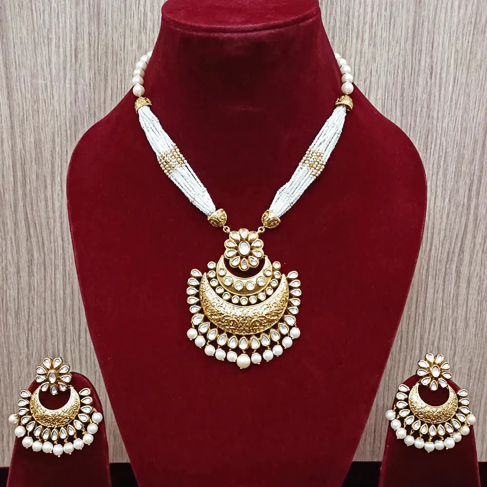 Designer Gold Plated Royal Kundan Pendant Set (D291)