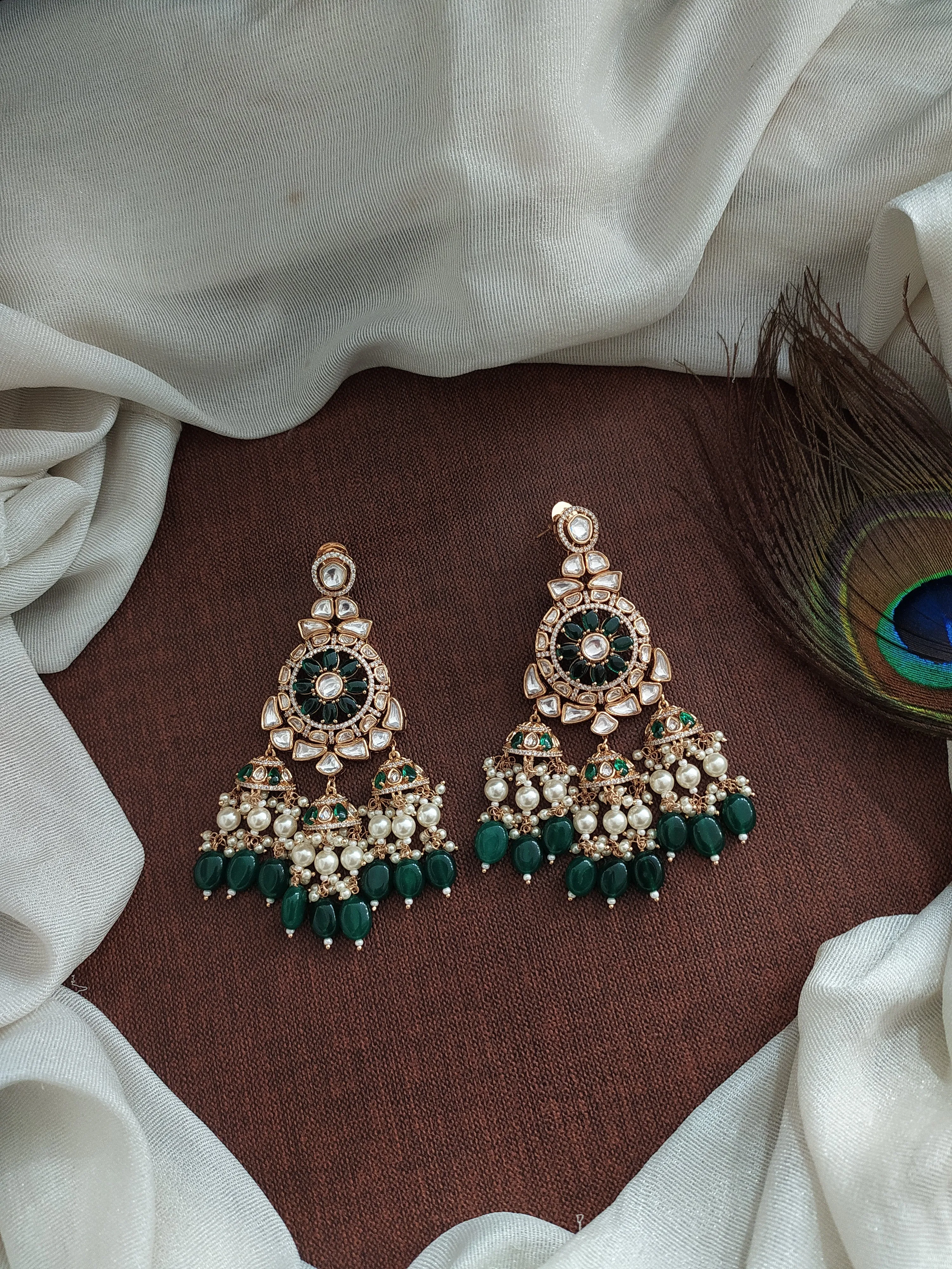 Enchanting Elegance Of Polki Uncut Stones Kundan Dangling Earrings