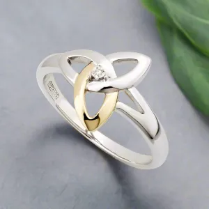 Gold & Silver Diamond Trinity Knot Ring