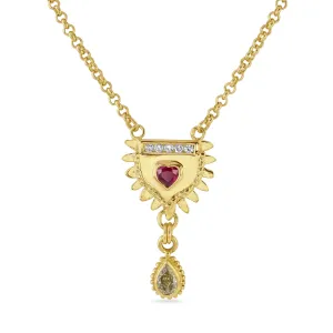 Gold, Ruby & Diamond Totem Necklace