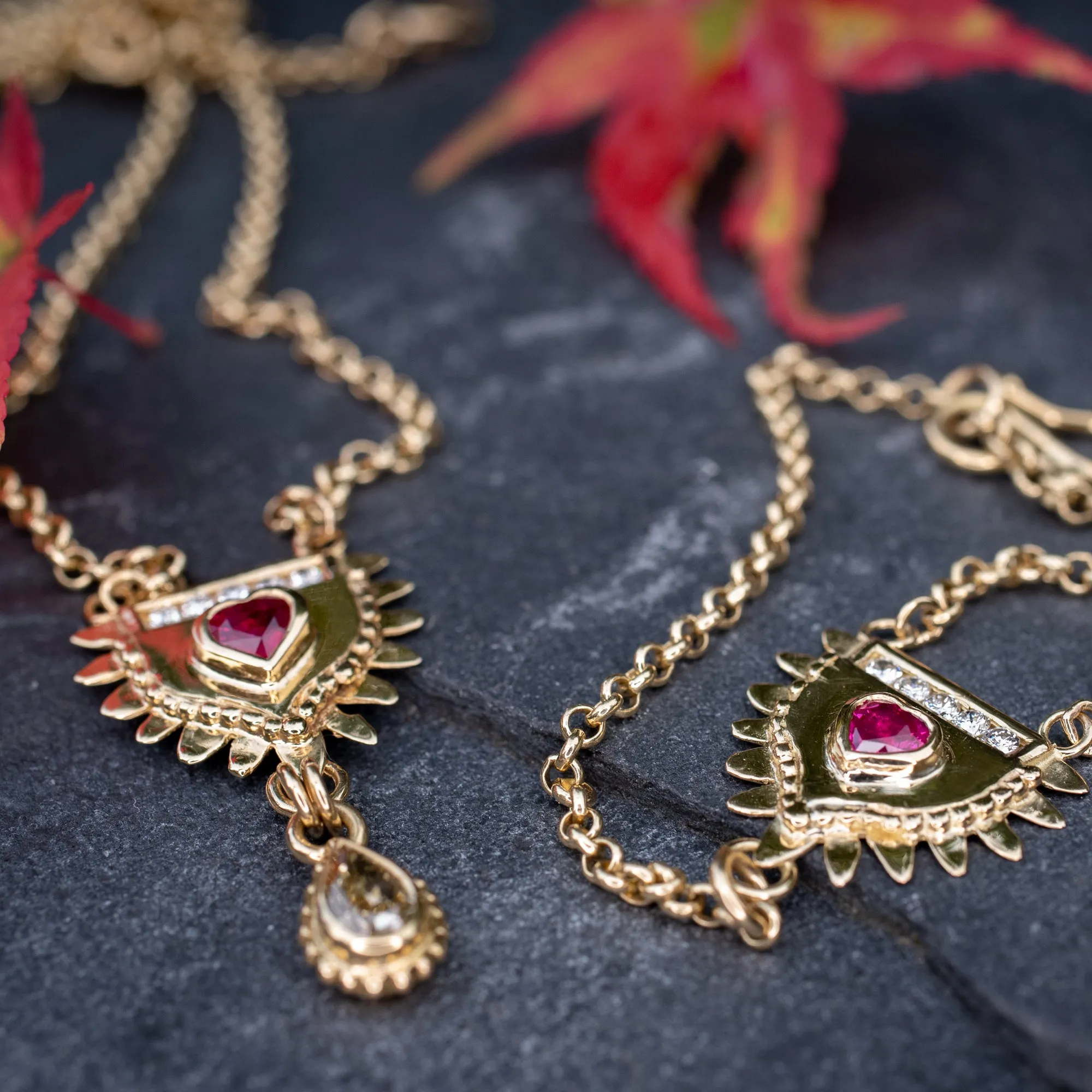 Gold, Ruby & Diamond Totem Necklace