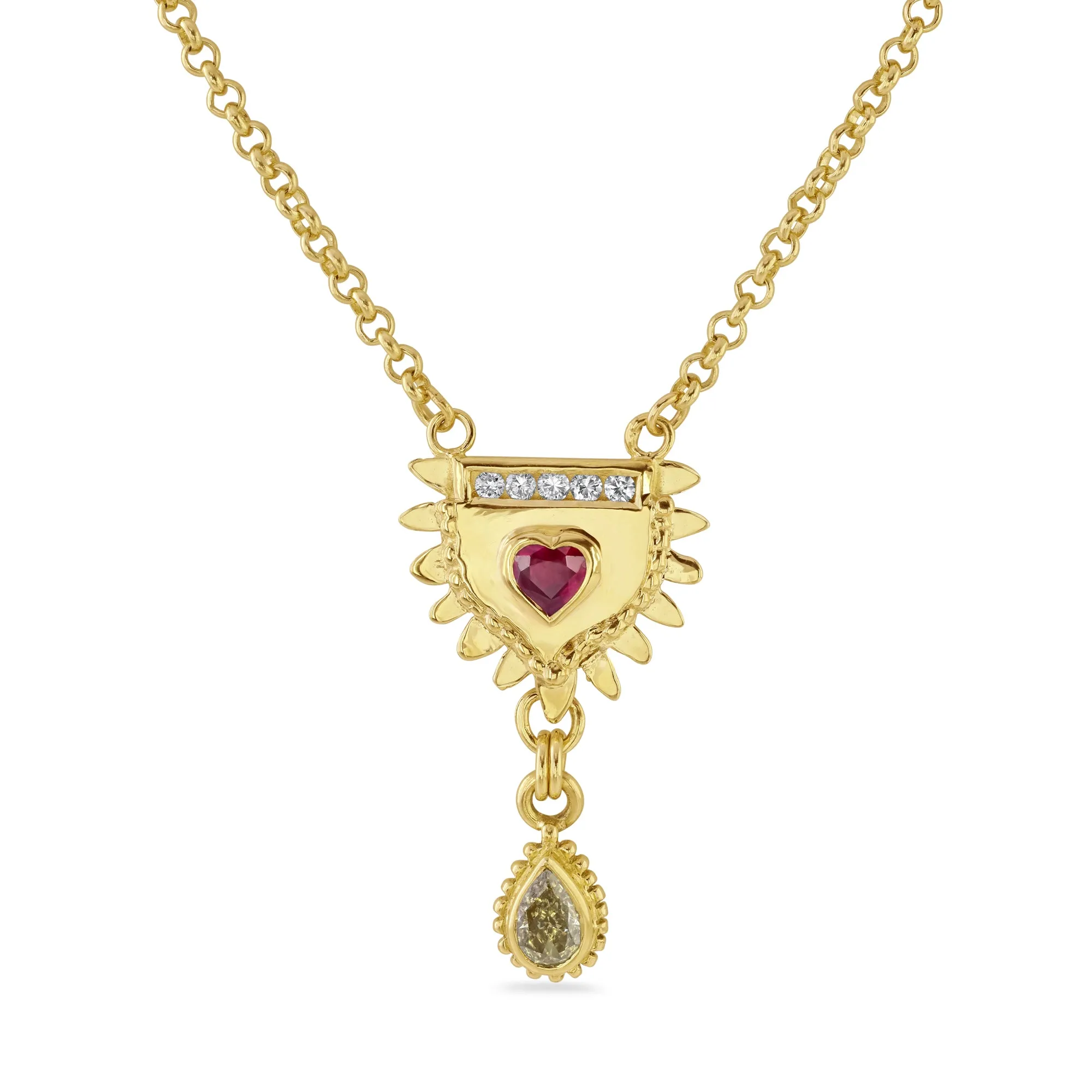 Gold, Ruby & Diamond Totem Necklace