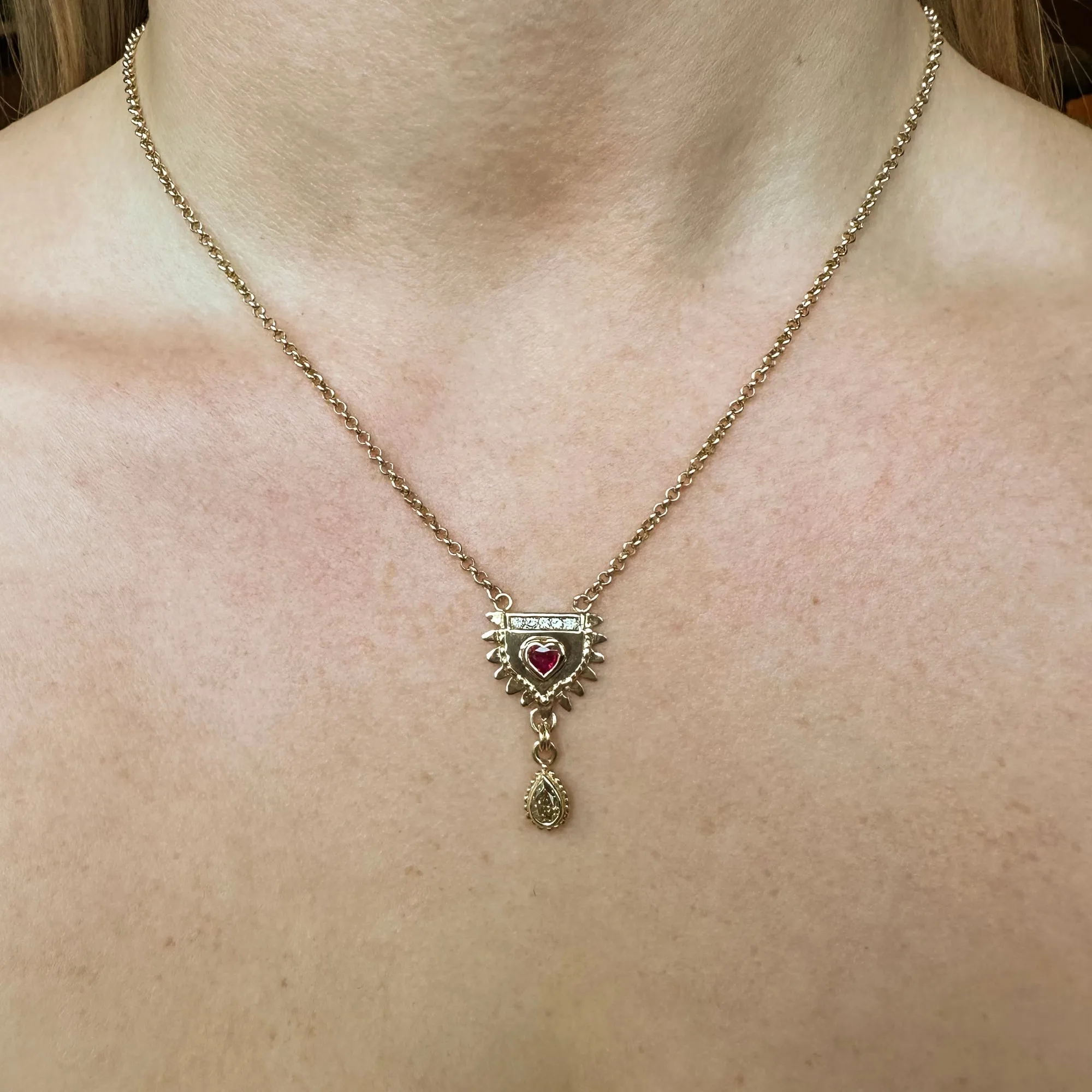 Gold, Ruby & Diamond Totem Necklace