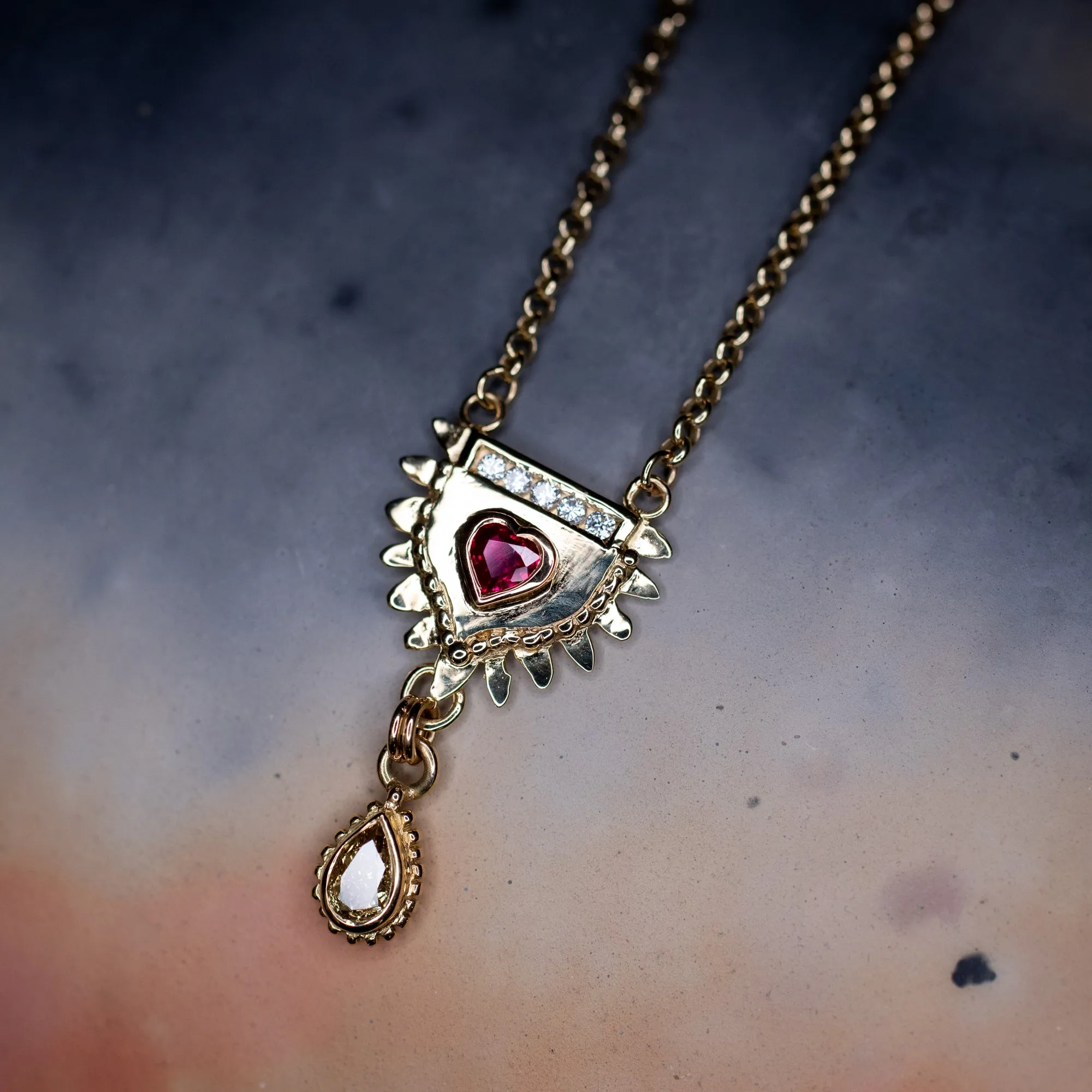 Gold, Ruby & Diamond Totem Necklace