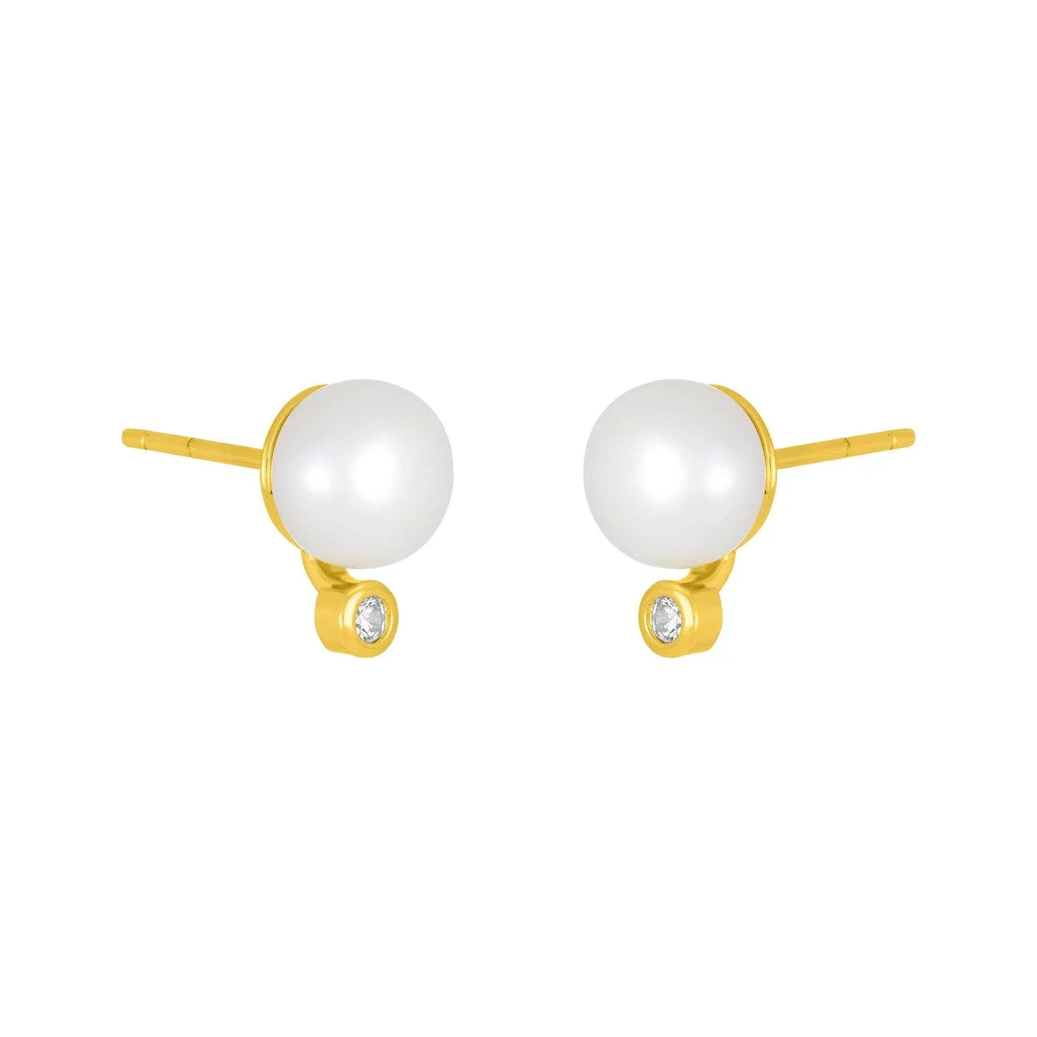 ISADORE PEARL STUDS: SILVER