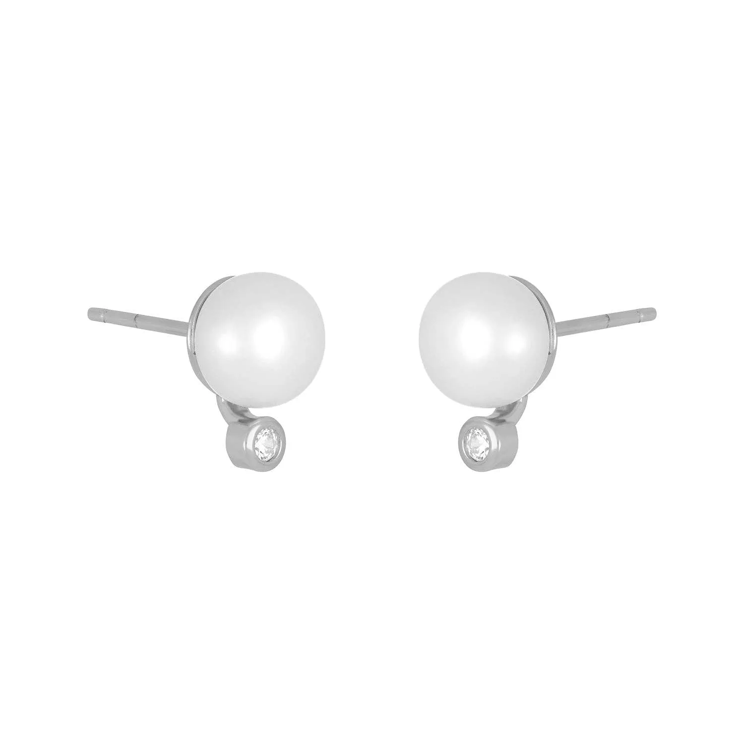 ISADORE PEARL STUDS: SILVER