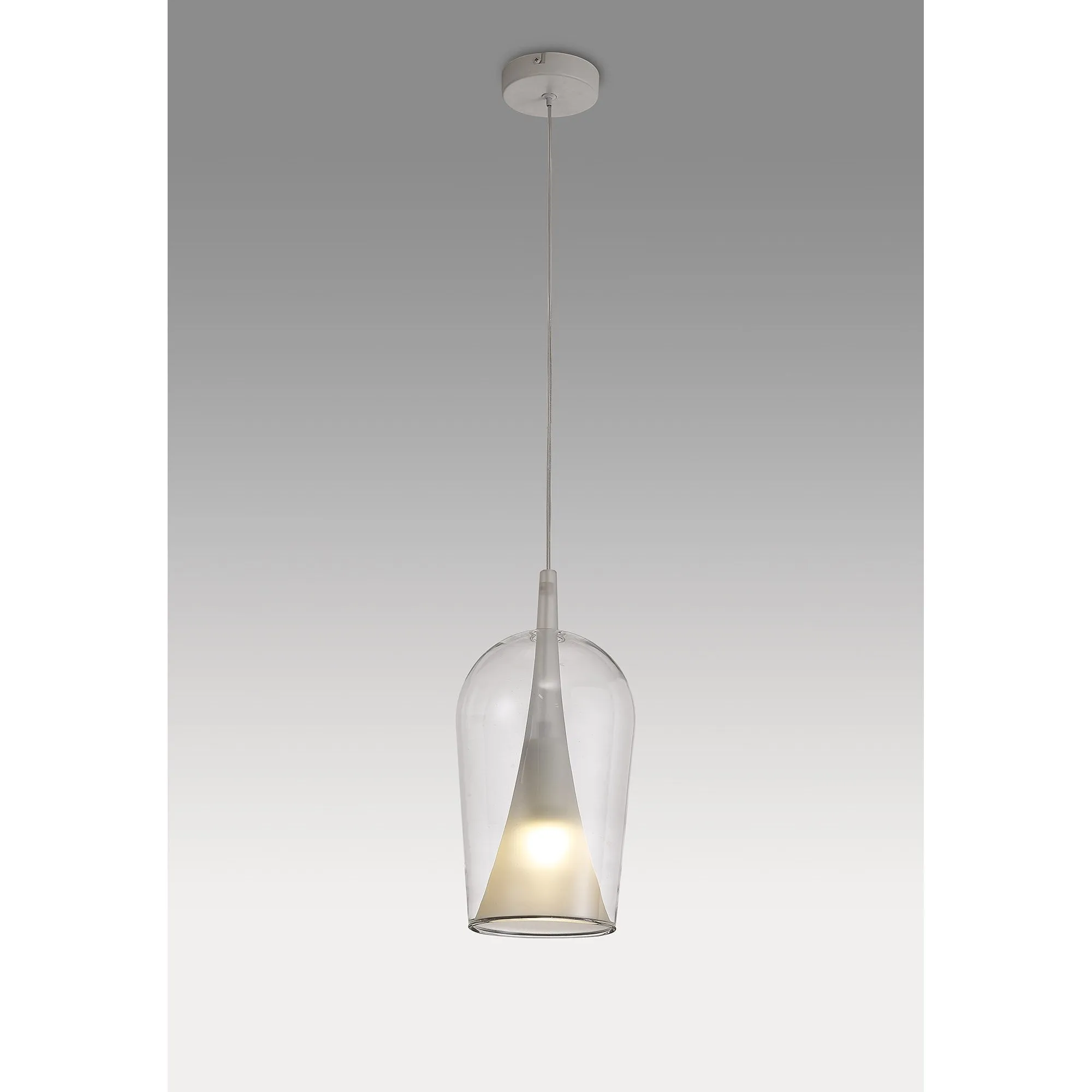 Mantra M8257 Elsa 1 Light Pendant With Champagne Glass Shade Clear Glass With Frosted Inner Cone