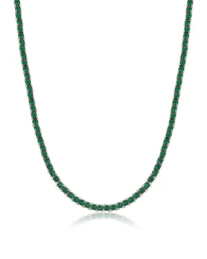 Mini Ballier Necklace- Emerald Green- Silver