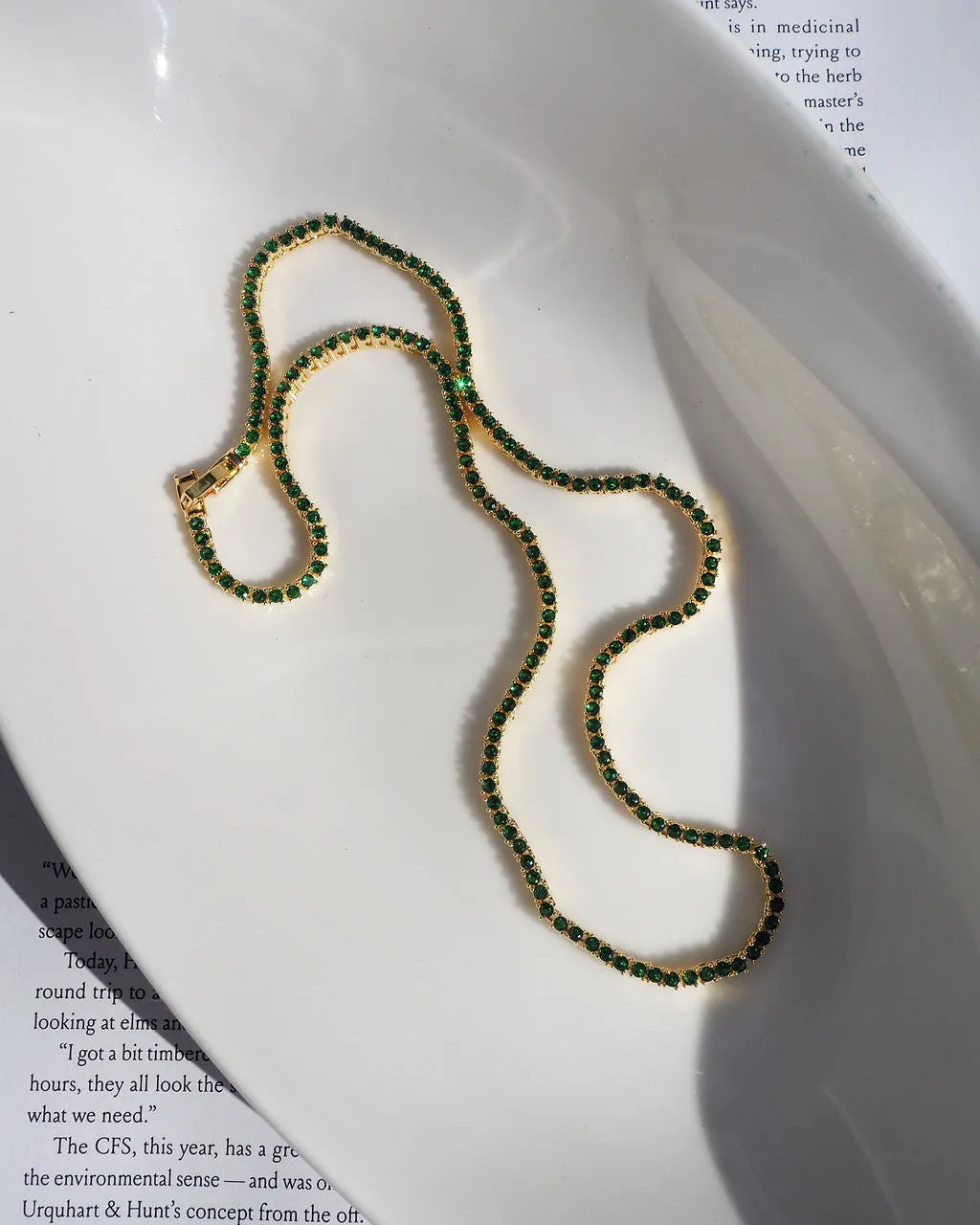 Mini Ballier Necklace- Emerald Green- Silver