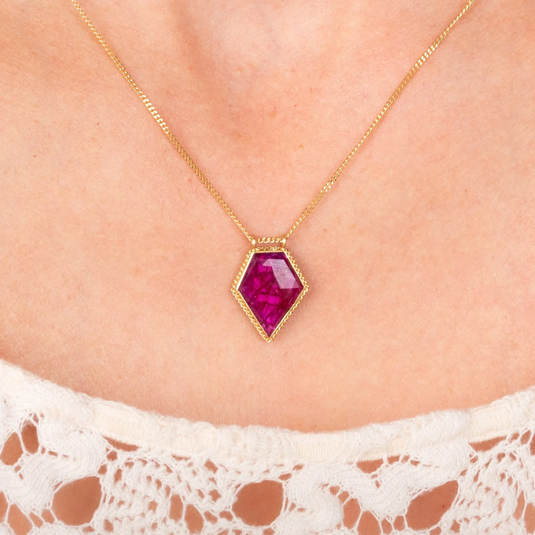 Pentagon Ruby Necklace