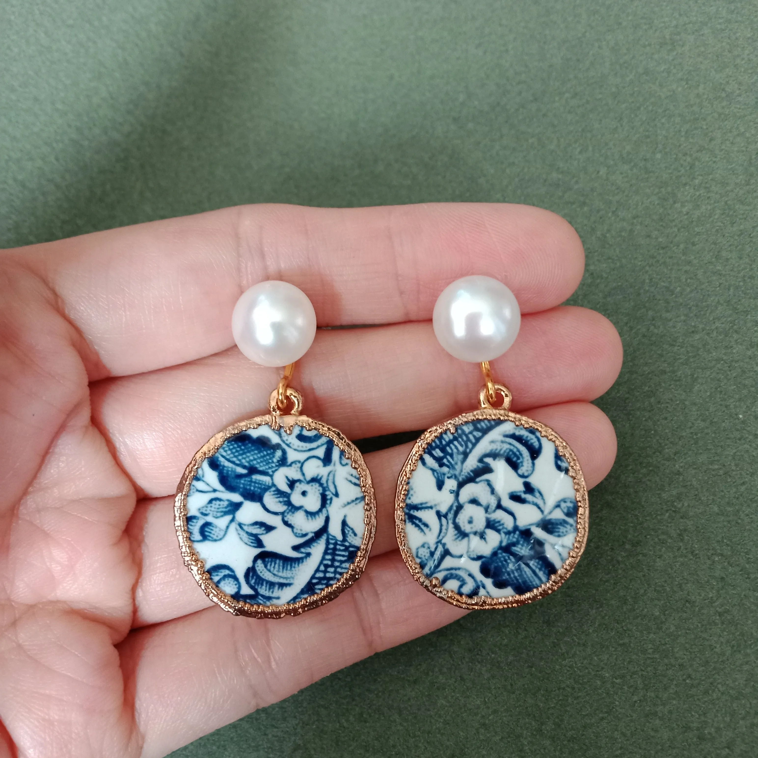 Portuguese azulejos porcelain earrings