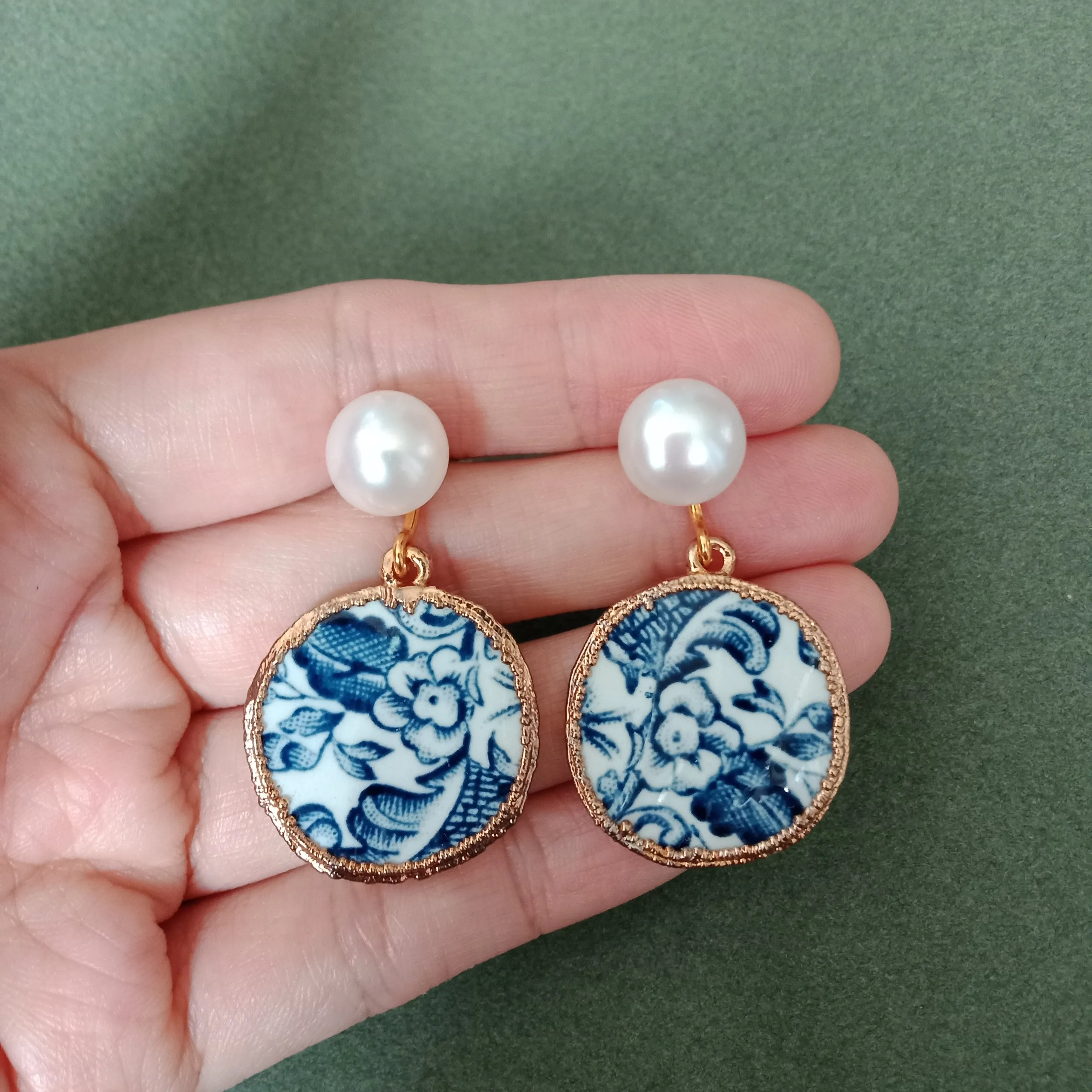 Portuguese azulejos porcelain earrings