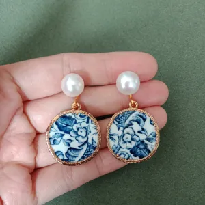 Portuguese azulejos porcelain earrings