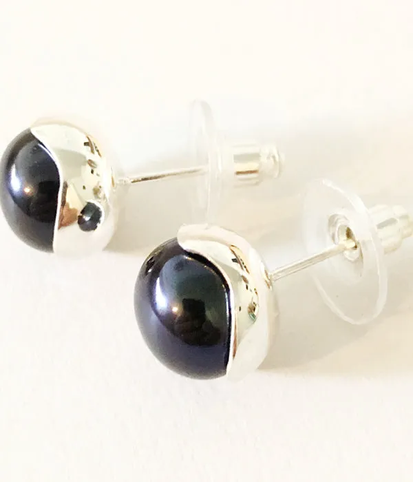 R.ALAGAN/PEARL STUDS(SILVER/BLACK PEARL)