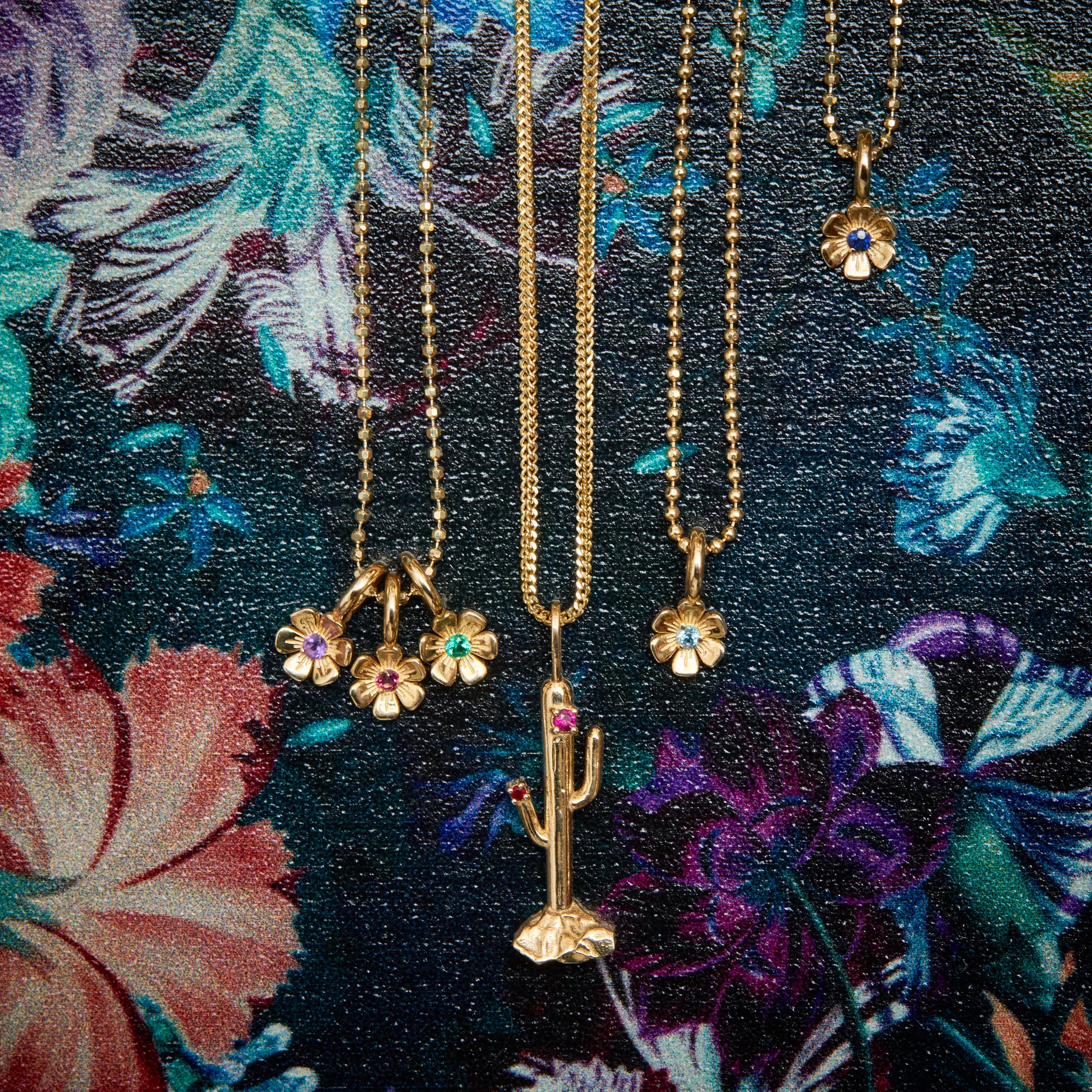 Ruby Blossom Cactus Charm