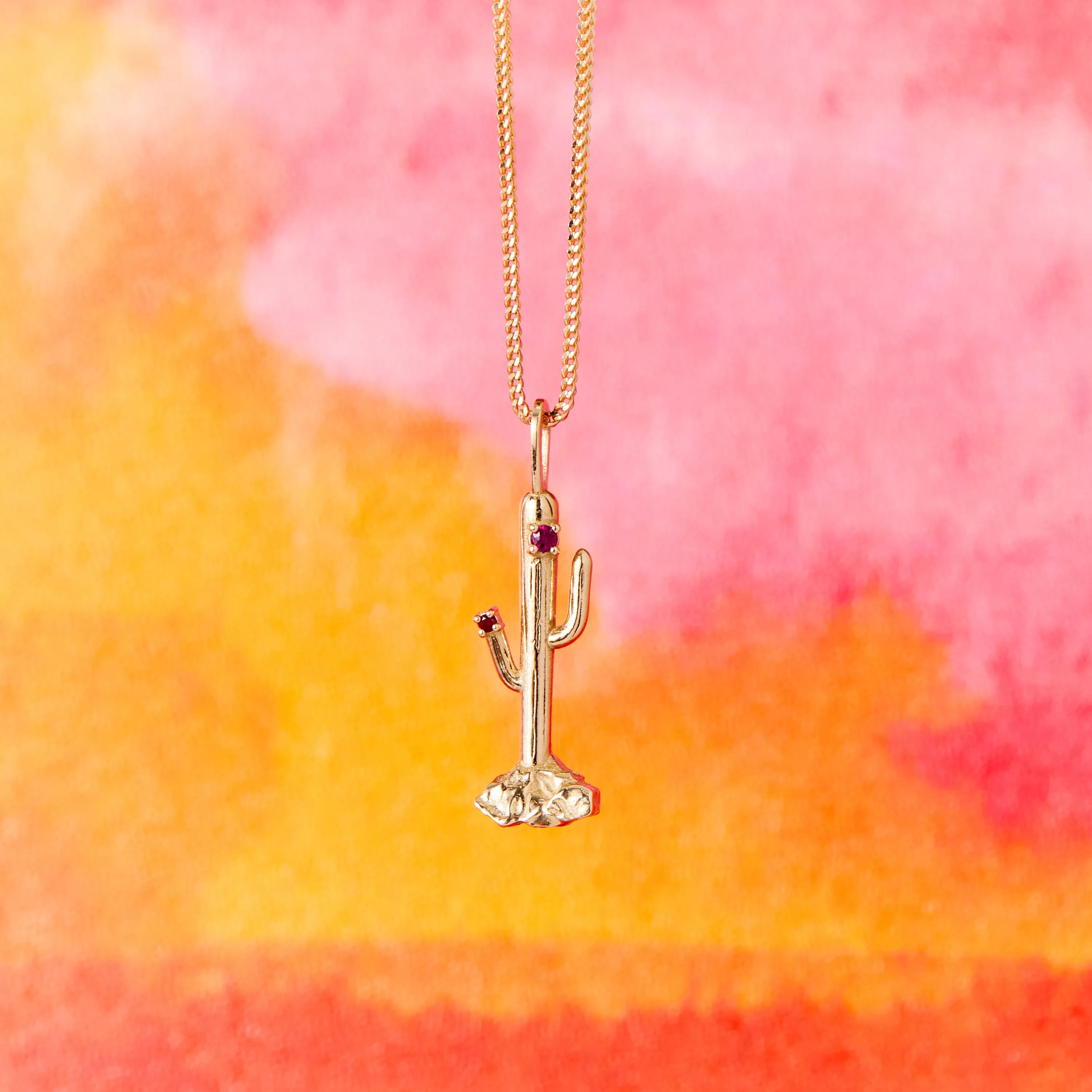 Ruby Blossom Cactus Charm