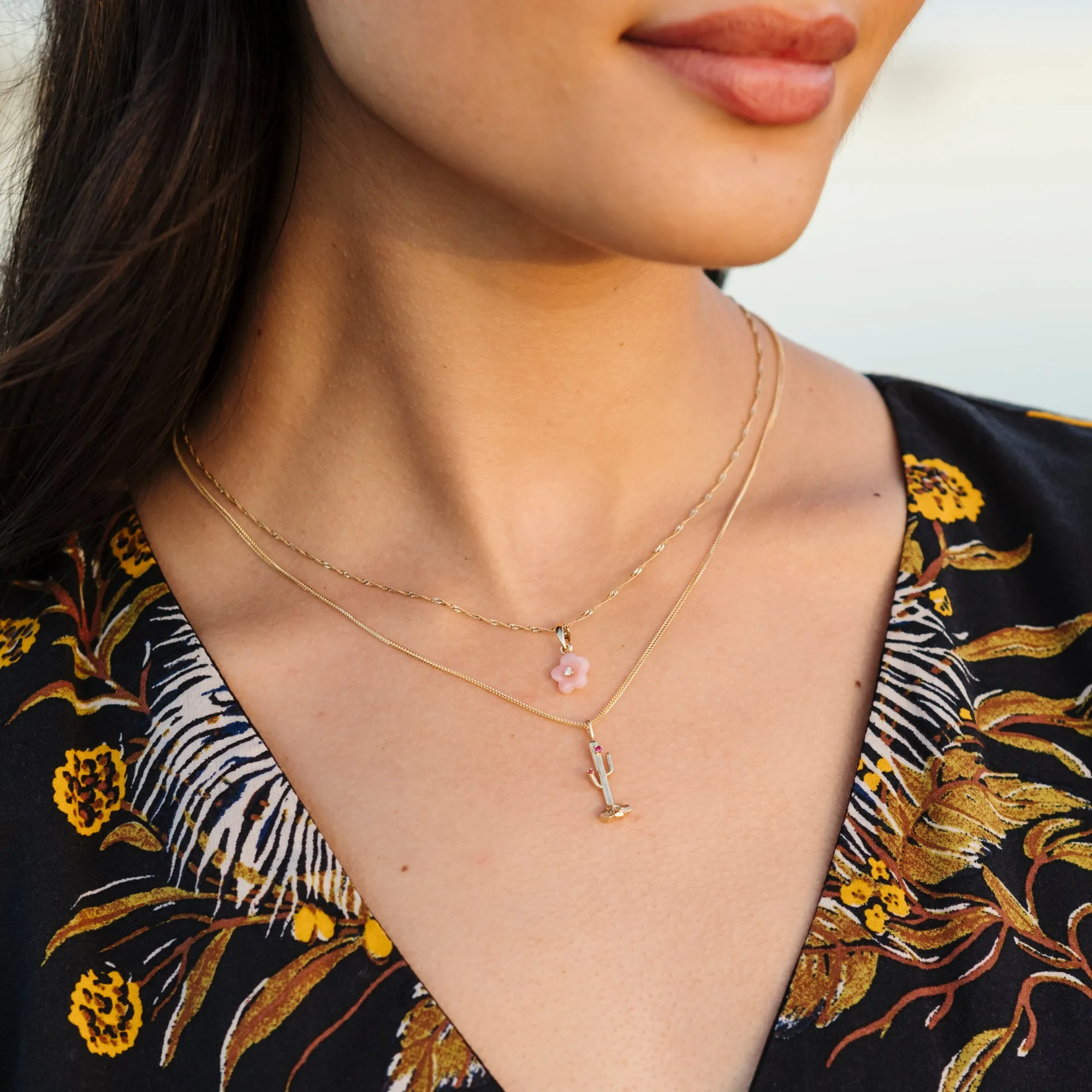 Ruby Blossom Cactus Charm
