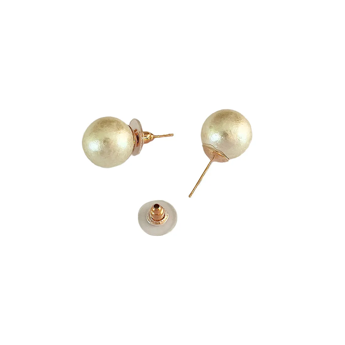 Set of 2 Long Multi-Layered Pearl Studded Gold-Toned Necklace & Stud Earrings Set