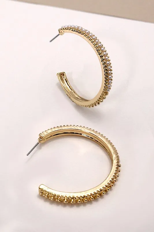 Simply Classy Pearl Hoop Earrings