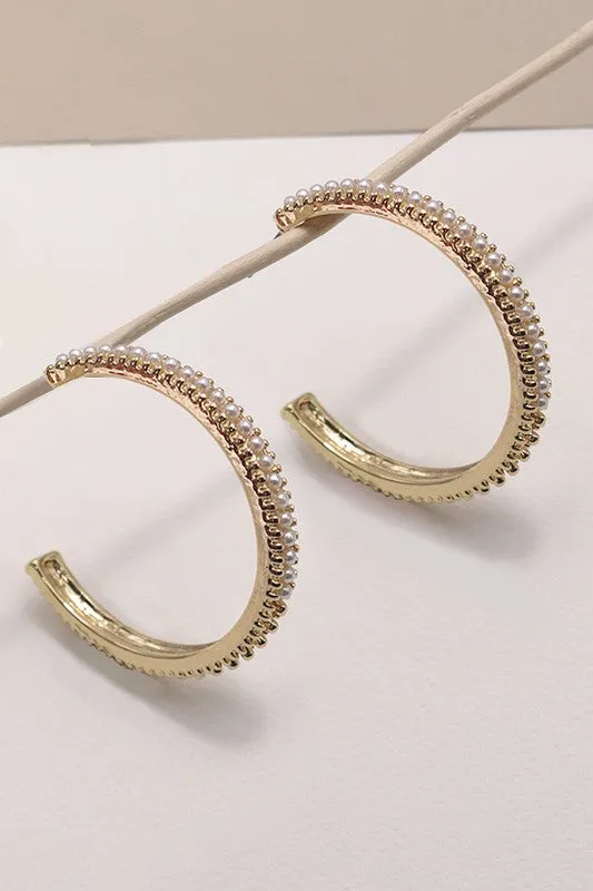 Simply Classy Pearl Hoop Earrings