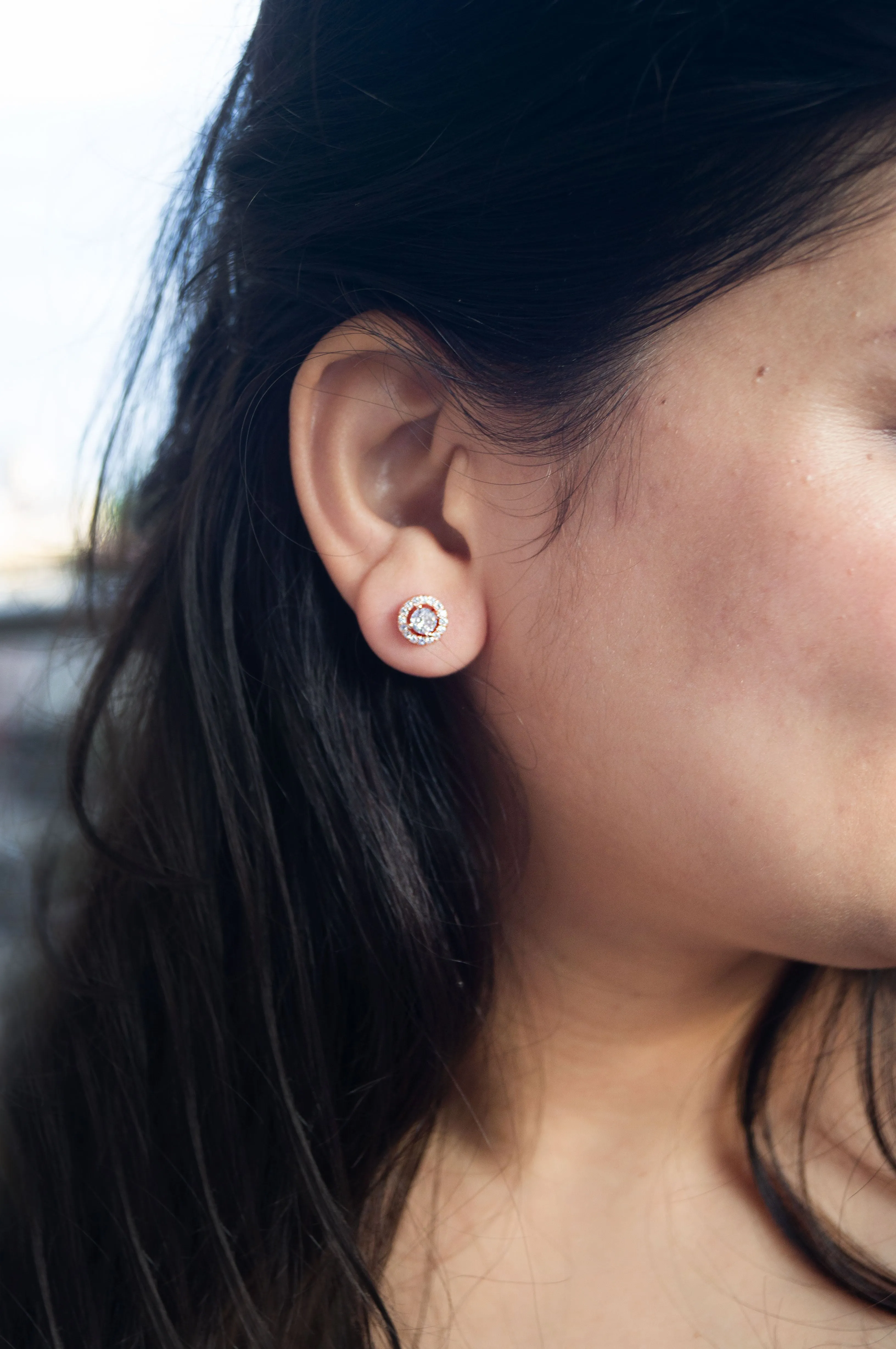 Spark Solitaire Sterling Silver Stud Earrings