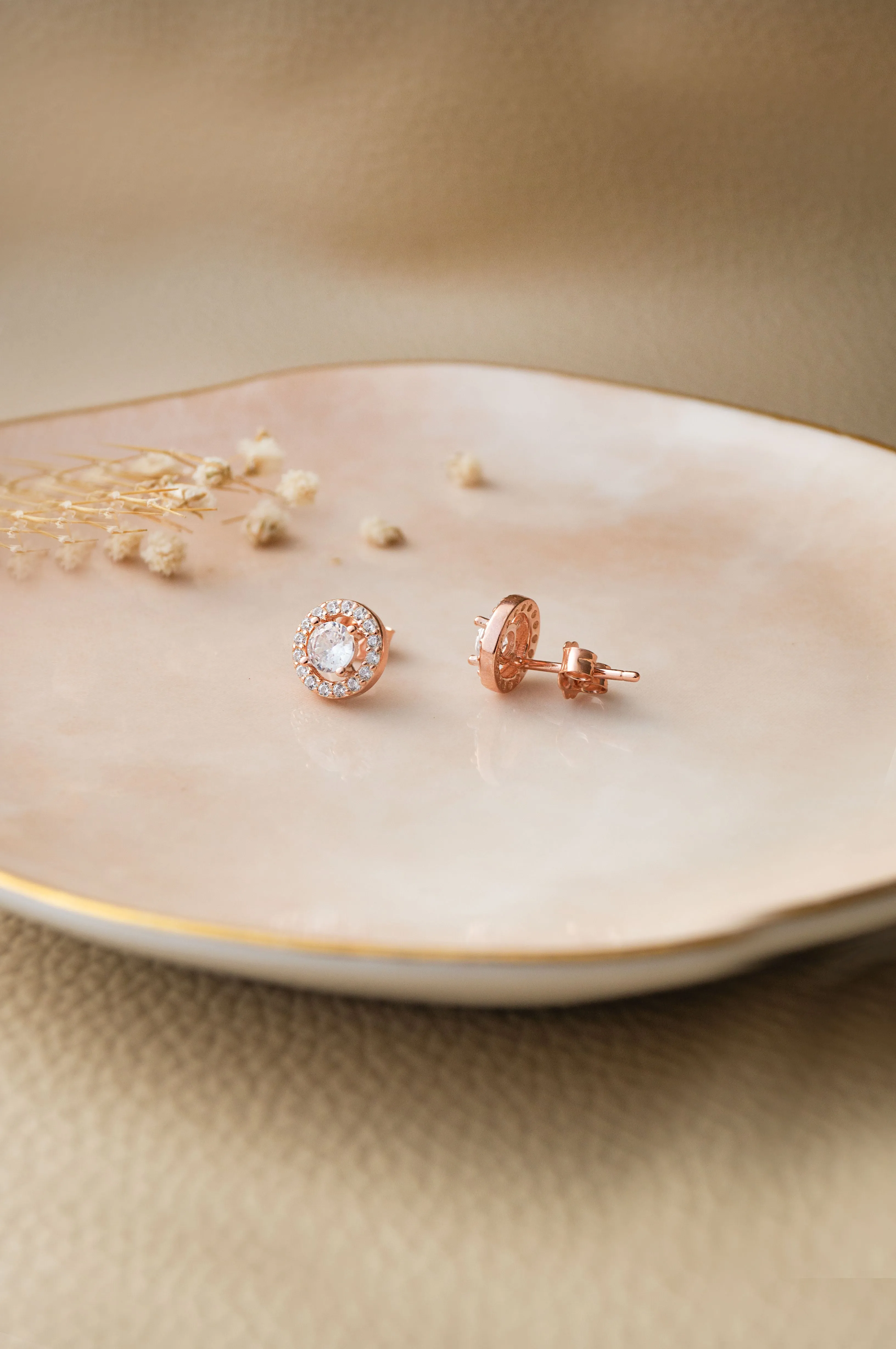 Spark Solitaire Sterling Silver Stud Earrings