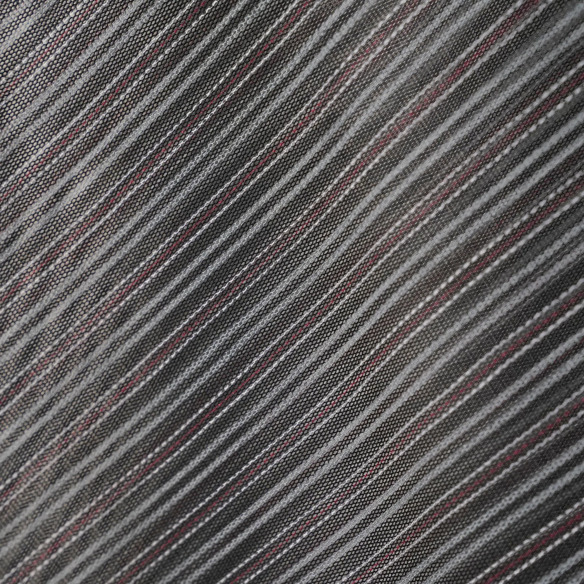 TOP ONE SHOULDER STRIPED MESH / B087:BLACK/RUBY