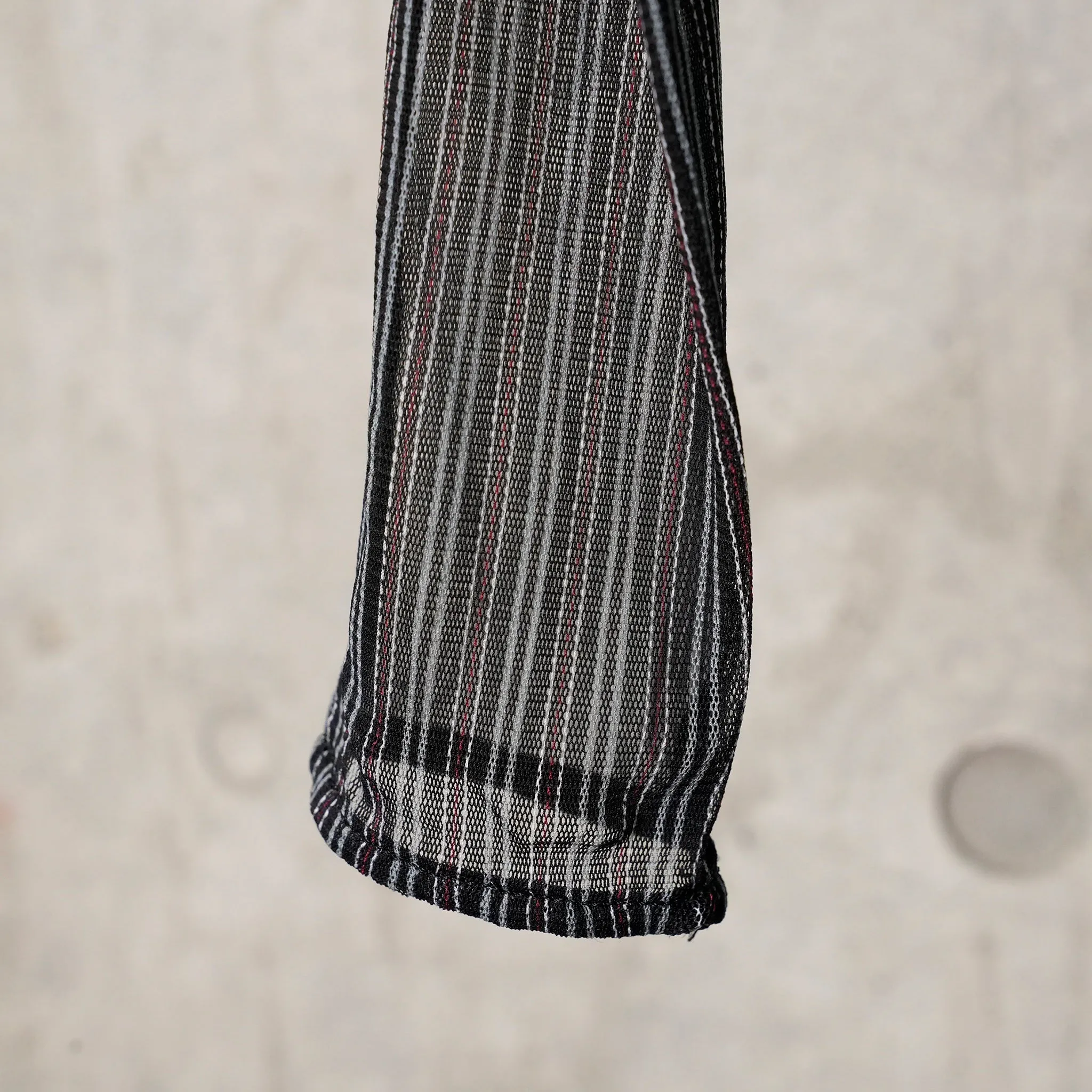TOP ONE SHOULDER STRIPED MESH / B087:BLACK/RUBY