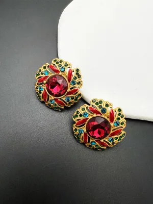 Vintage Enamel Glaze Contrasting Color Earrings MSE00147