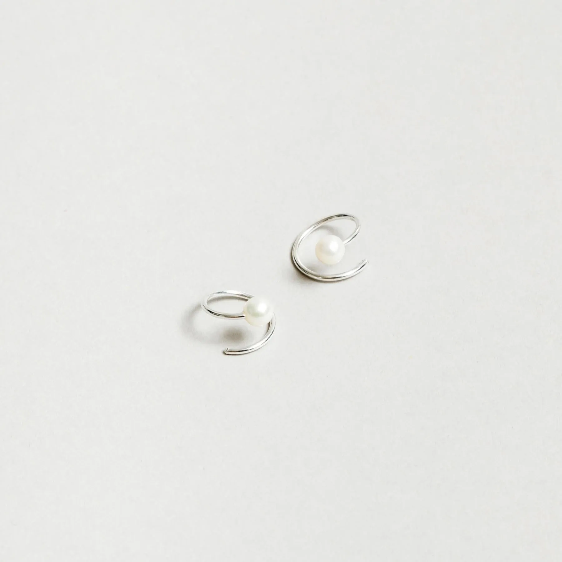 White Pearl Swirl Studs (Sterling Silver)